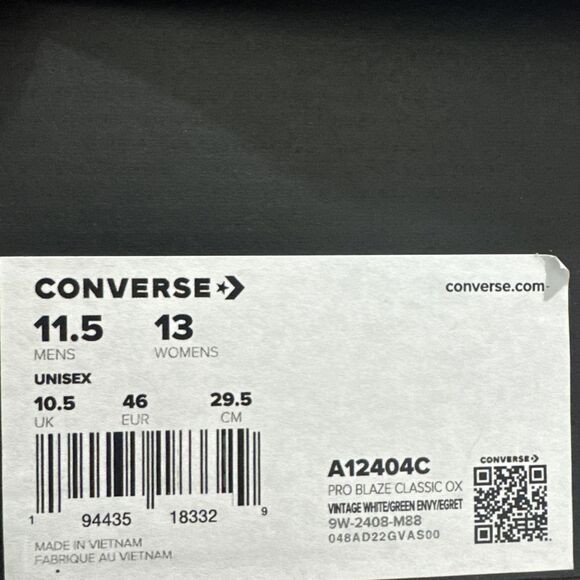 Converse Pro Blaze Classic Ox Leather Shoes White Green Egret- A12404C Size 11.5 - Picture 8 of 8